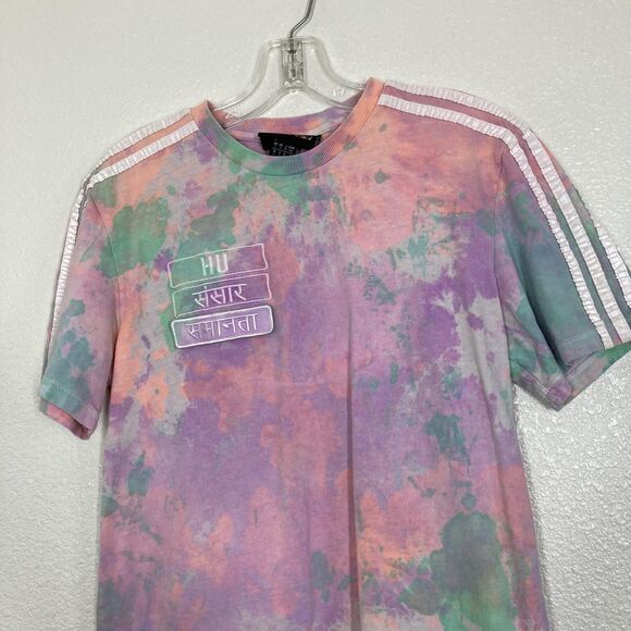 Adidas Pharrell Williams Shirt Mens Small Tie Dye Pastel HU Holi 3-Stripes Globe - Picture 6 of 13